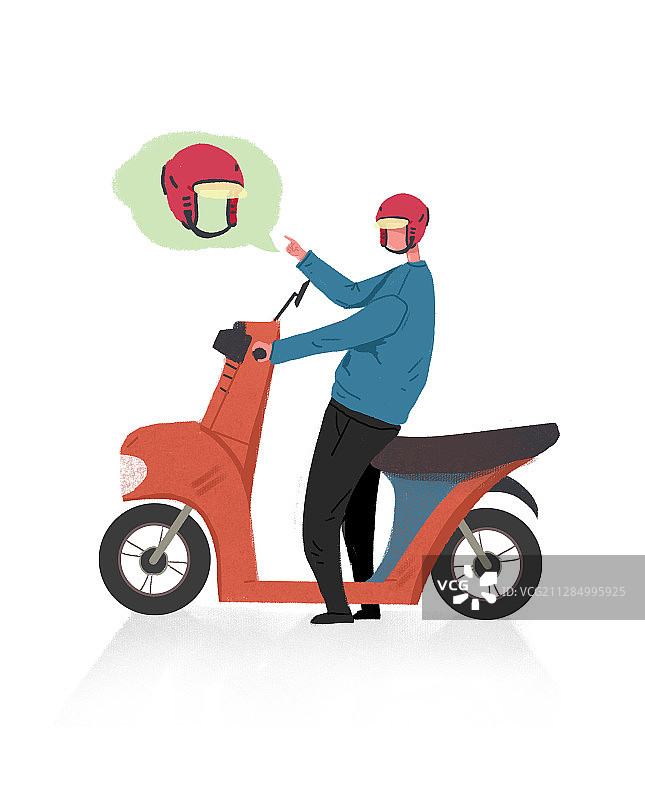 一个戴着头盔骑着摩托车出行的男生白底图片素材