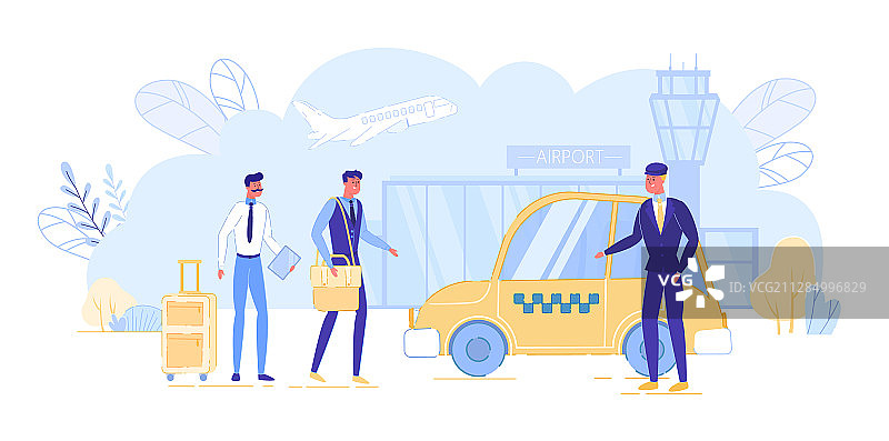 商人迎接合作伙伴到机场图片素材