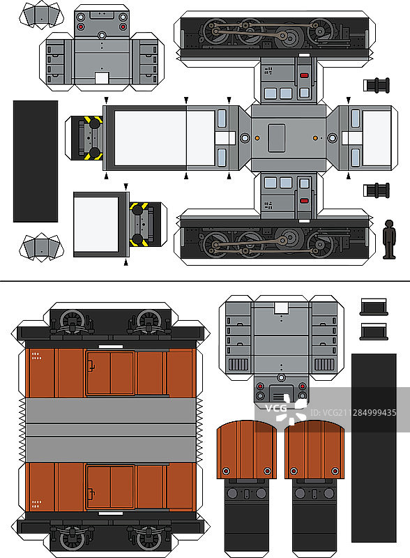 纸模型：老式柴油火车图片素材