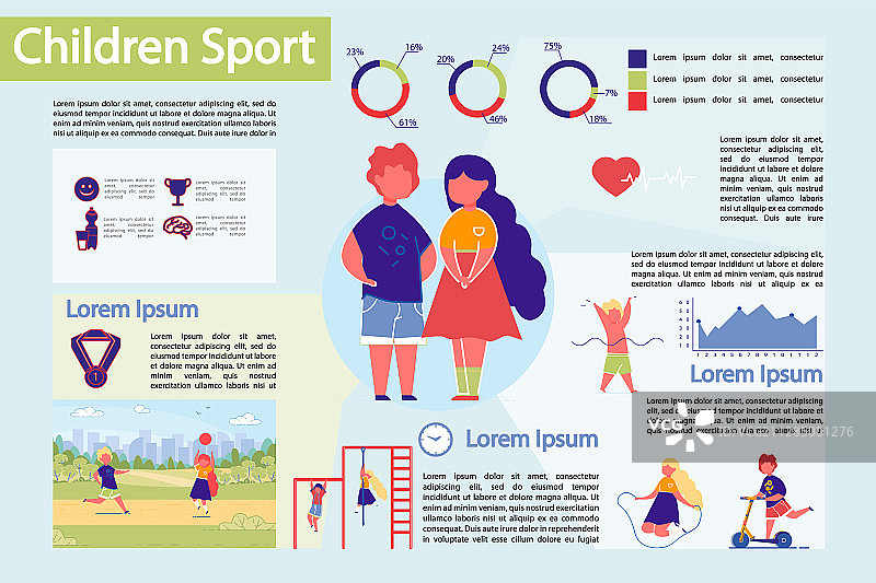儿童运动信息图表合集图片素材