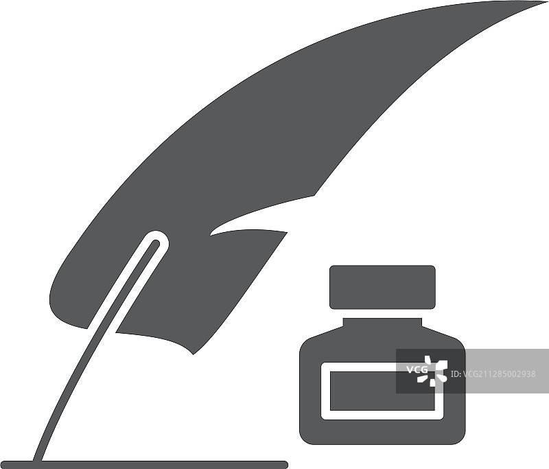 白色背景上的羽毛笔书写图标图片素材