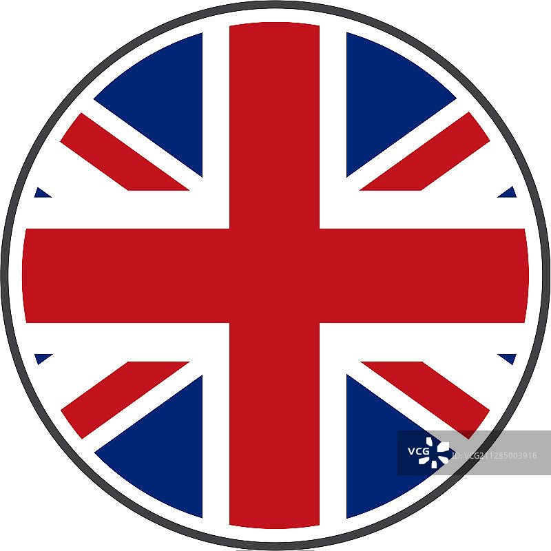 圆形英国旗帜图标，白色背景图片素材