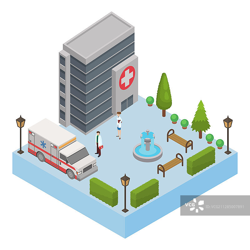 2.5D医院救护车图片素材