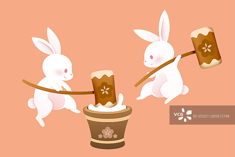 中秋玉兔捣麻糬图片素材