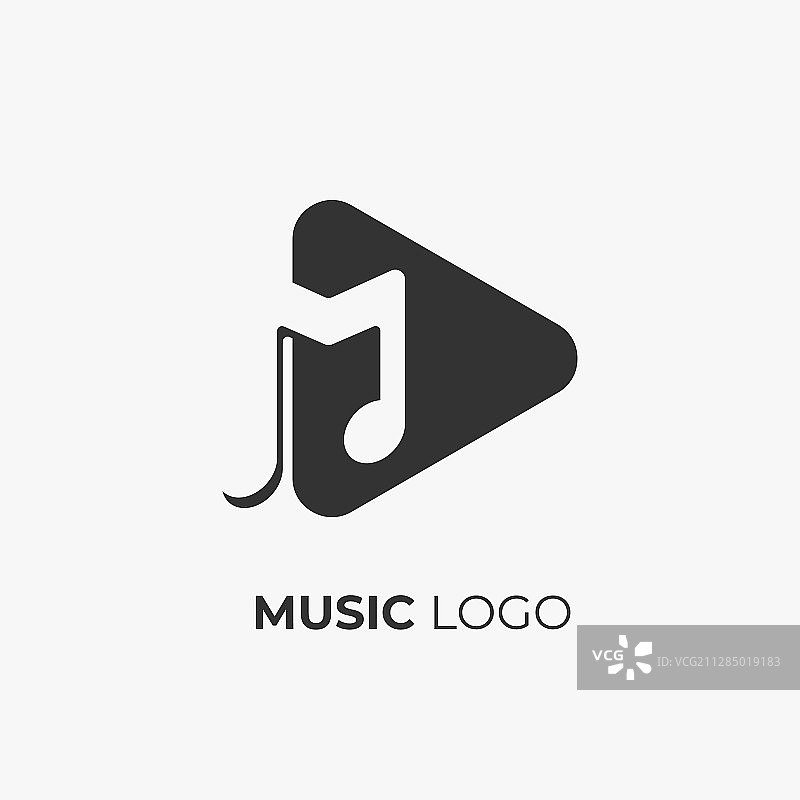 带播放按钮的字母m音乐logo设计图片素材