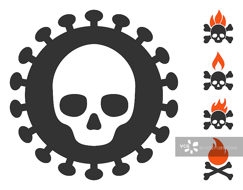 扁平风格致命病毒图标及奖励图标图片素材