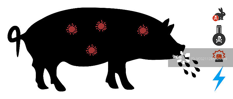 带有奖励图标的扁平猪瘟图标图片素材