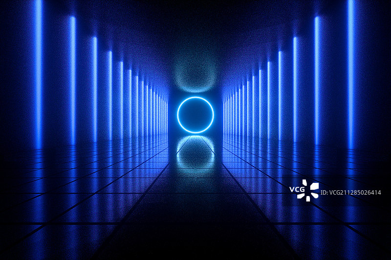 霓虹灯效果抽象空间背景，三维图形图片素材