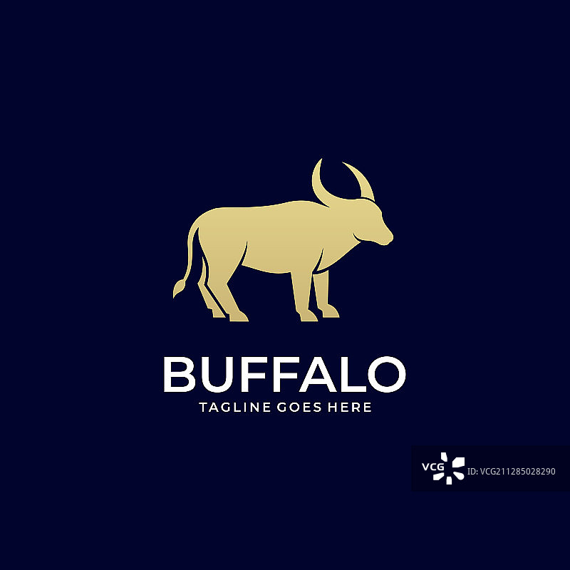 狂野水牛剪影标志图片素材