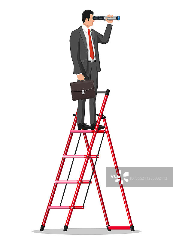 商人用单筒望远镜寻找机会图片素材