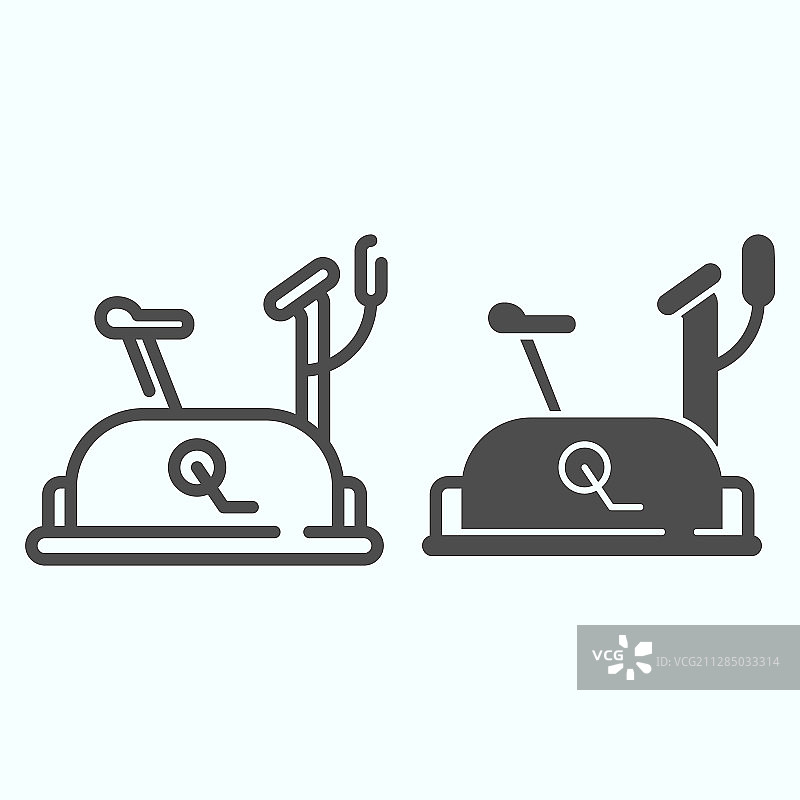 训练器材自行车线条和实心图标图片素材