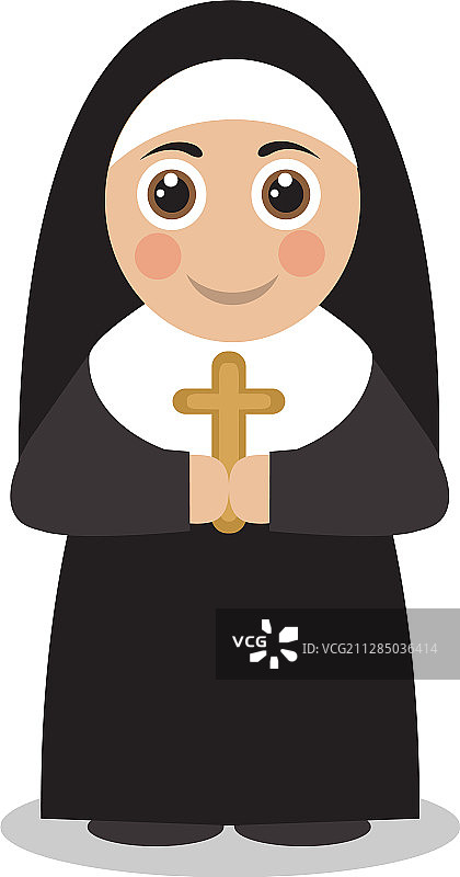 穿着黑色长袍的可爱修女图片素材