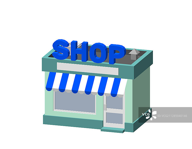 白色背景上的3D商店建筑图片素材