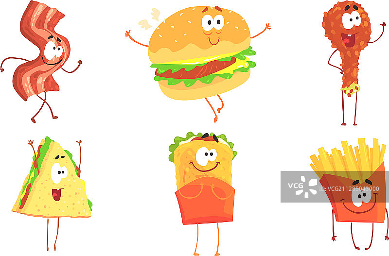 有趣的快餐合集：火腿片汉堡图片素材