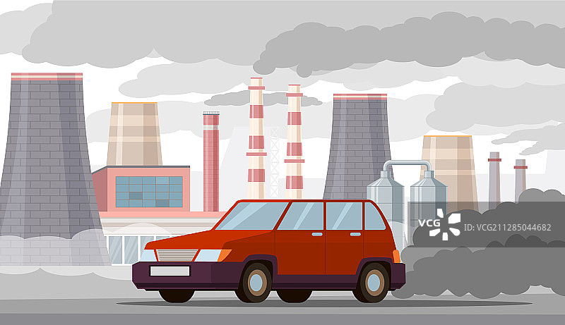 汽车空气污染二氧化碳排放载具图片素材