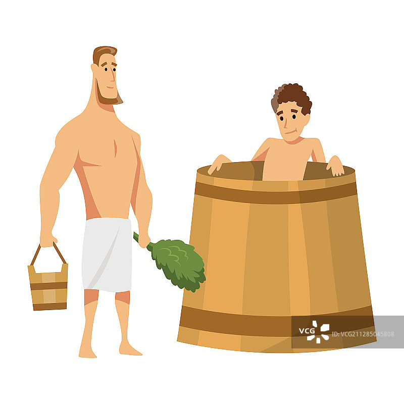 年轻男人坐在浴缸或澡堂里图片素材