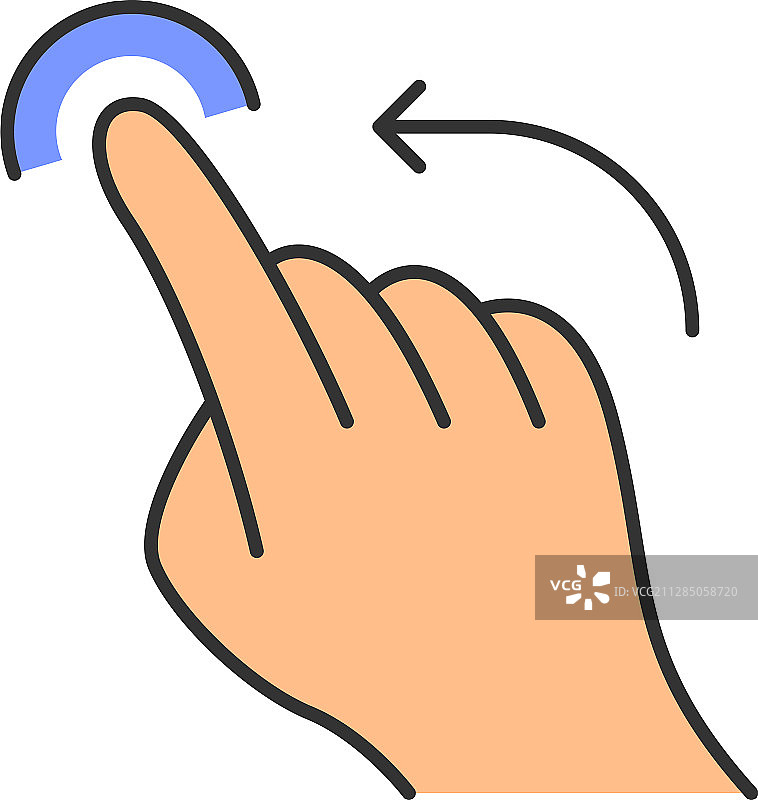 向左轻弹手势彩色图标图片素材