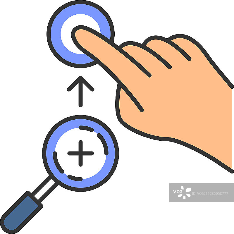 垂直的放大手势彩色图标图片素材