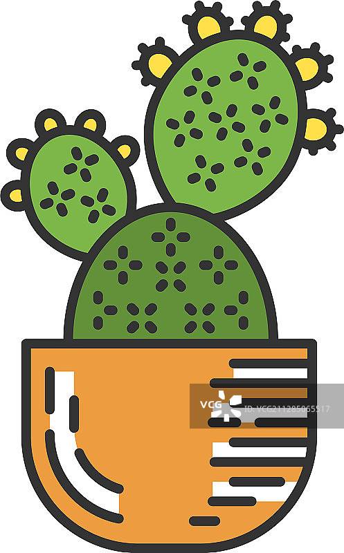 盆栽仙人掌果彩色图标图片素材