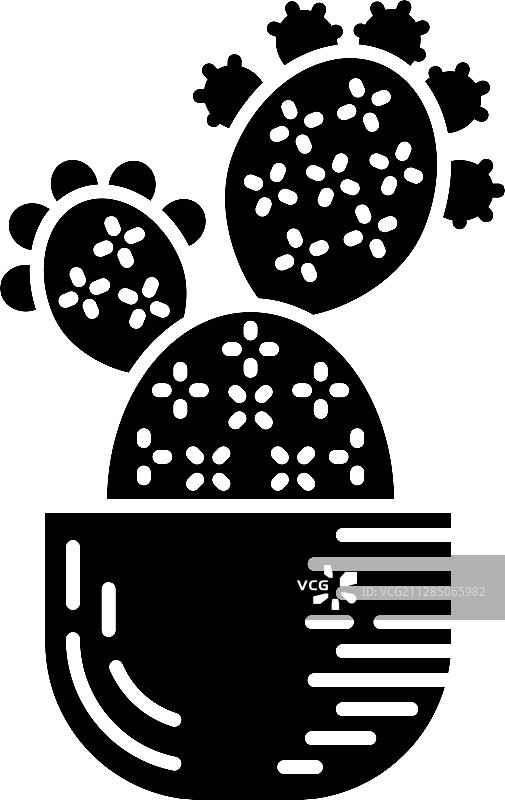 盆栽梨果仙人掌图案图标图片素材