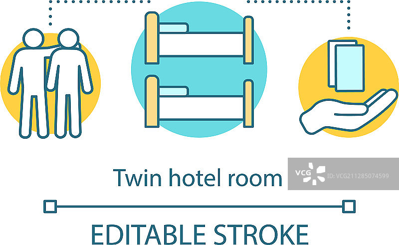 双人酒店房间概念图标图片素材