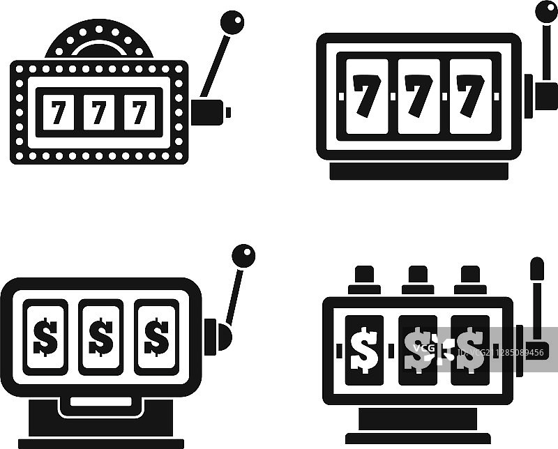 赌场老虎机图标简约风格合集图片素材