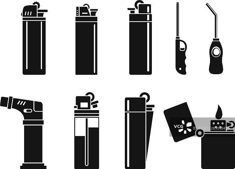 燃烧打火机图标，简约风格图片素材