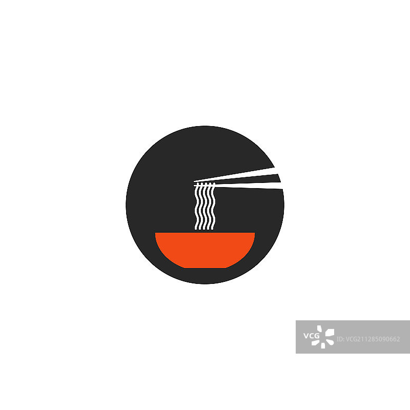 日式简约风格拉面汤圆形图标图片素材