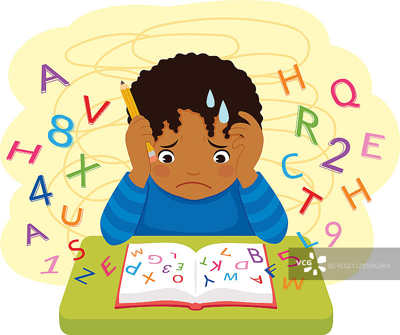 深色皮肤的孩子在学校挣扎图片素材