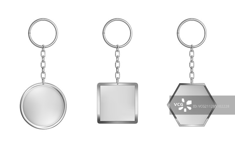 金属圆形方形六边形钥匙扣组合图片素材