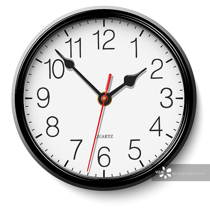 白色背景上的黑色圆形挂钟图片素材