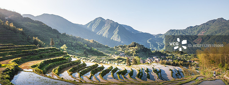 丽水云和梯田日落图片素材
