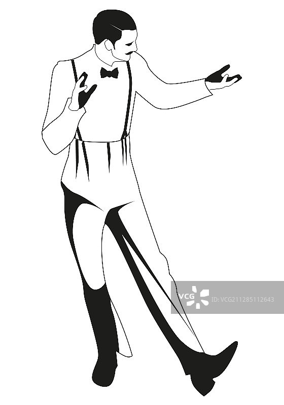 穿着复古风格服装跳舞的优雅男人图片素材