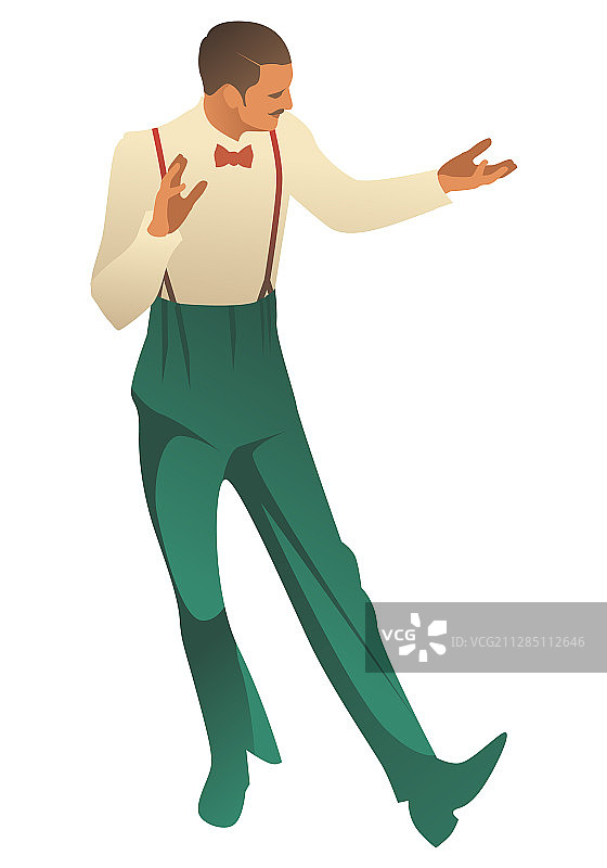 穿着复古风格服装跳舞的优雅男人图片素材