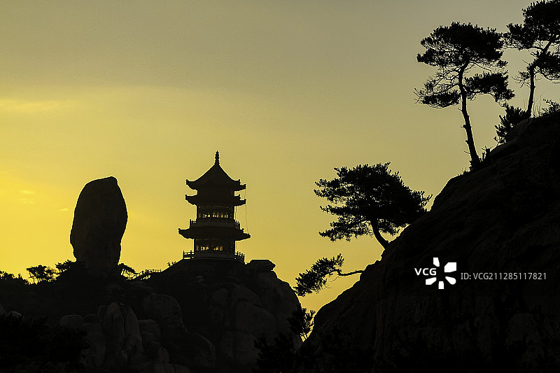 九仙山情侣峰日出图片素材