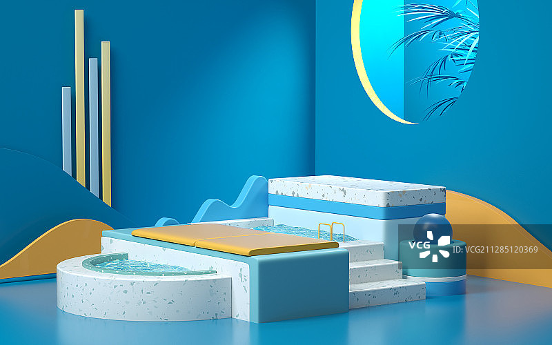 3D渲染模拟场景产品展台创意图图片素材