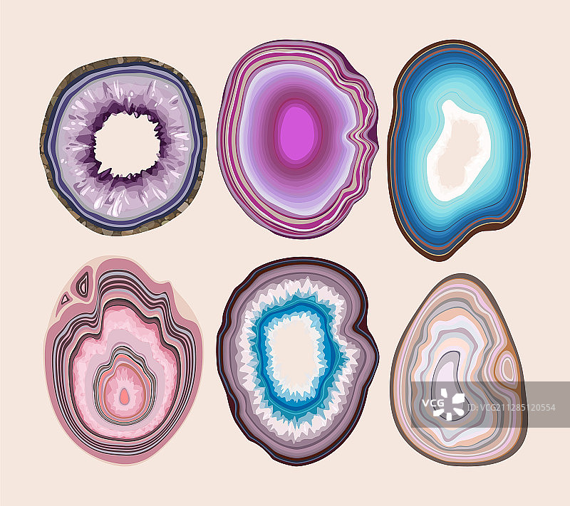 蓝色和紫色晶洞切片图片素材