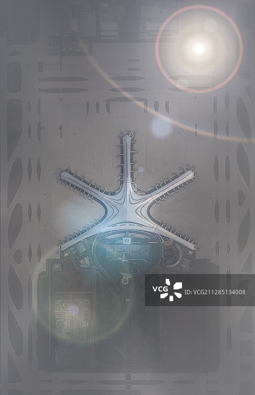 山东青岛胶东国际机场像外星球太空火星基地图片素材