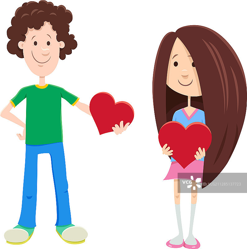 情人节卡片：相爱的男孩和女孩图片素材