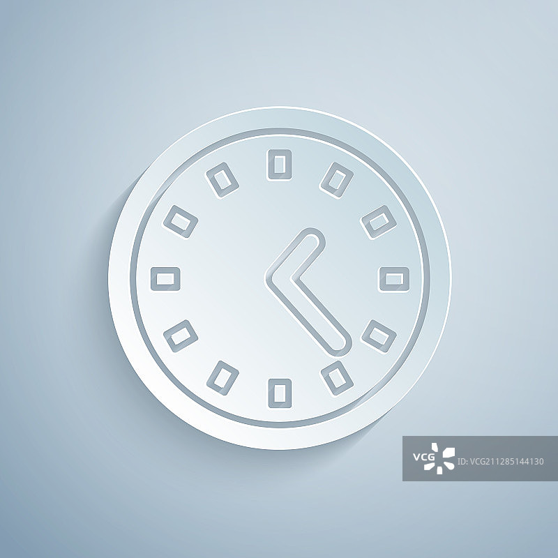 灰色背景上的剪纸时钟图标图片素材