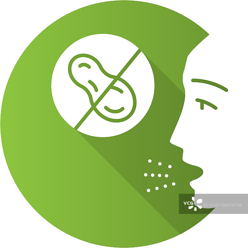 坚果过敏扁平风格长阴影标志图标图片素材