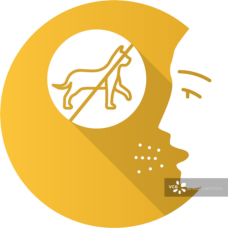 猫过敏扁平设计长阴影标志图标图片素材