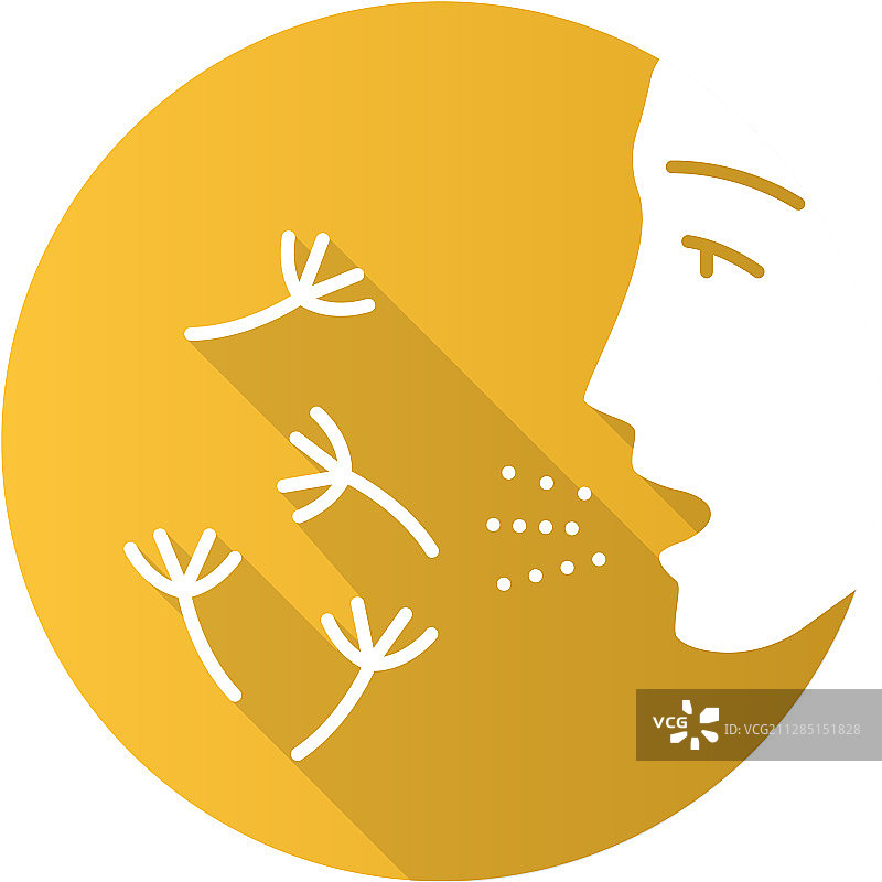 夏季过敏扁平设计长阴影图标图片素材