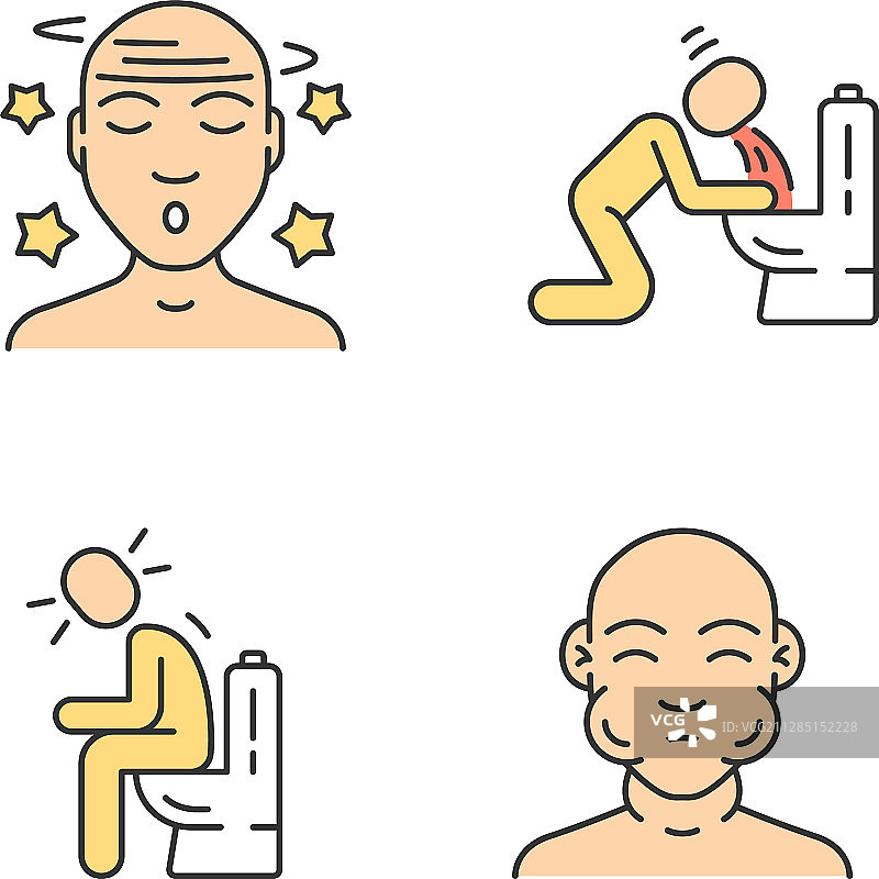 食物中毒过敏症状彩色图标合集图片素材