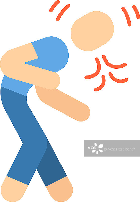 咳嗽打喷嚏扁平设计长阴影彩色图片素材