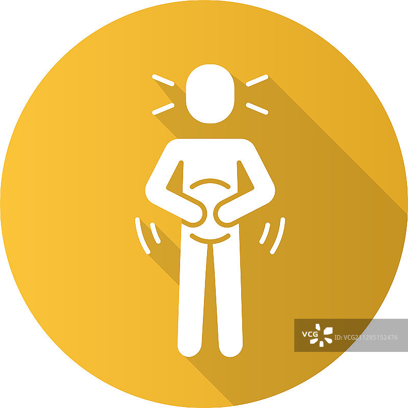 腹痛扁平长阴影字形图标图片素材