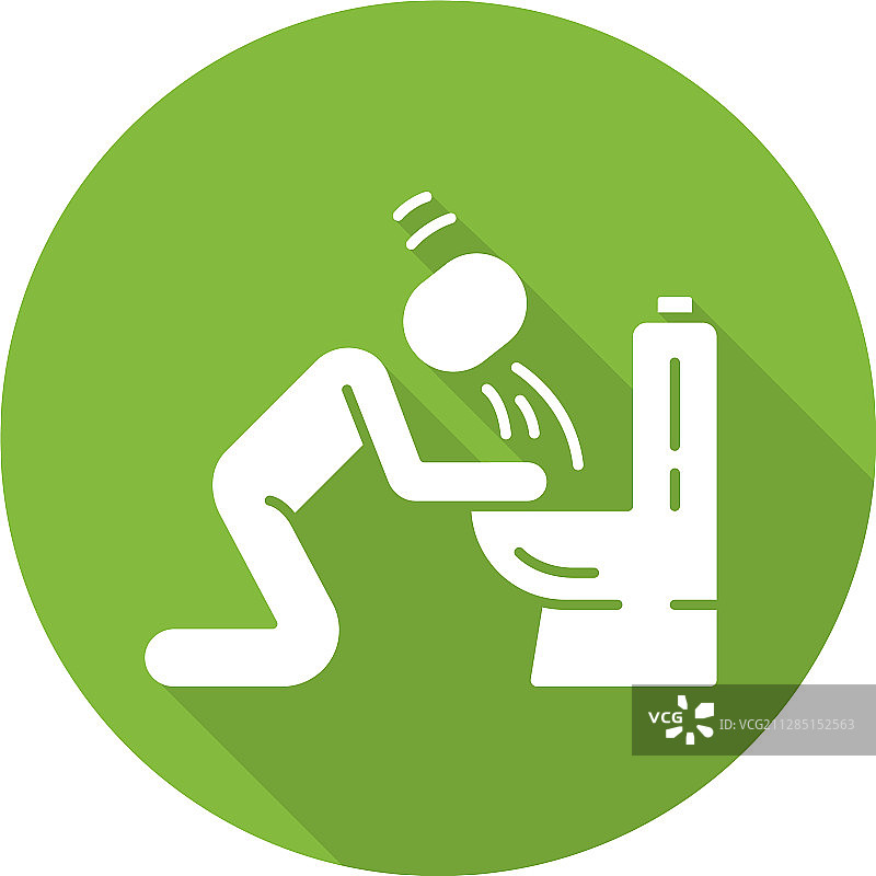 呕吐恶心扁平设计长阴影glyph图标图片素材