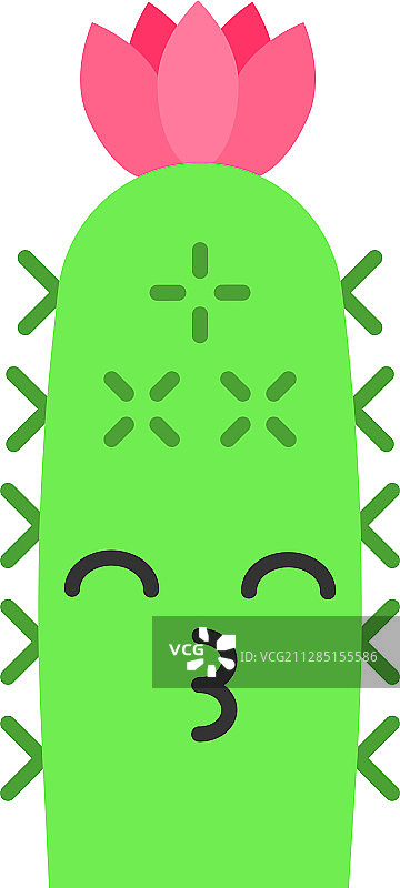 刺猬仙人掌扁平风长阴影彩色图标图片素材