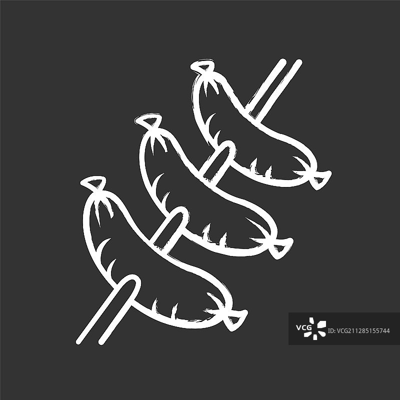 烤香肠串粉笔图标图片素材