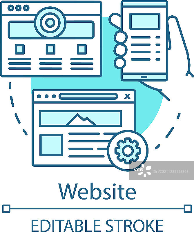 SEO SEM蓝色概念网站图标图片素材